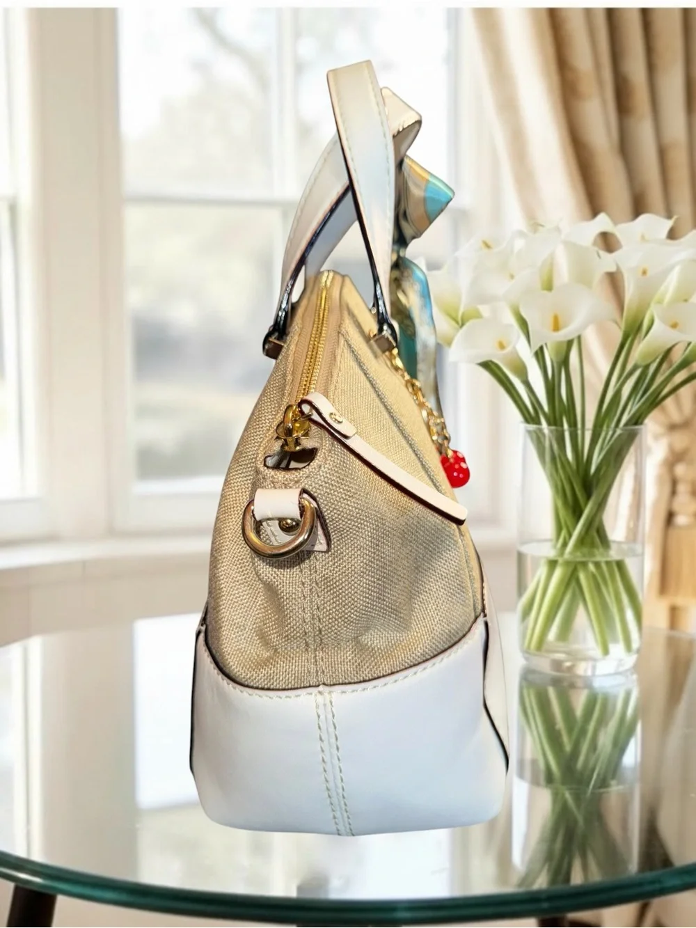 Kate Spade Storybook Lined Satchel with Turquoise Scarf Accent